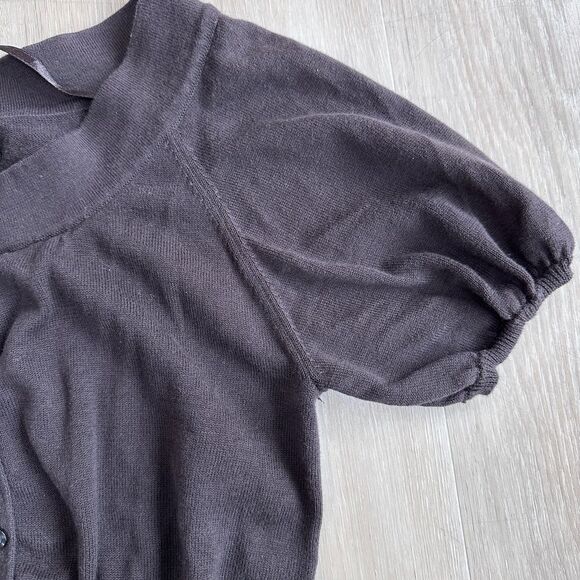 Brown Cardigan Shrug with Puff Sleeves, S - Picture 3 of 7